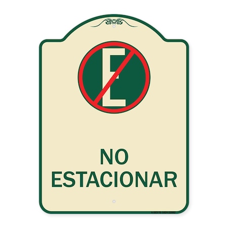 Signmission Spanish Parking No Estacionar No Parking W/ Graphic Heavy-Gauge Aluminum Sign, 24" H, TG-1824-22882 A-DES-TG-1824-22882